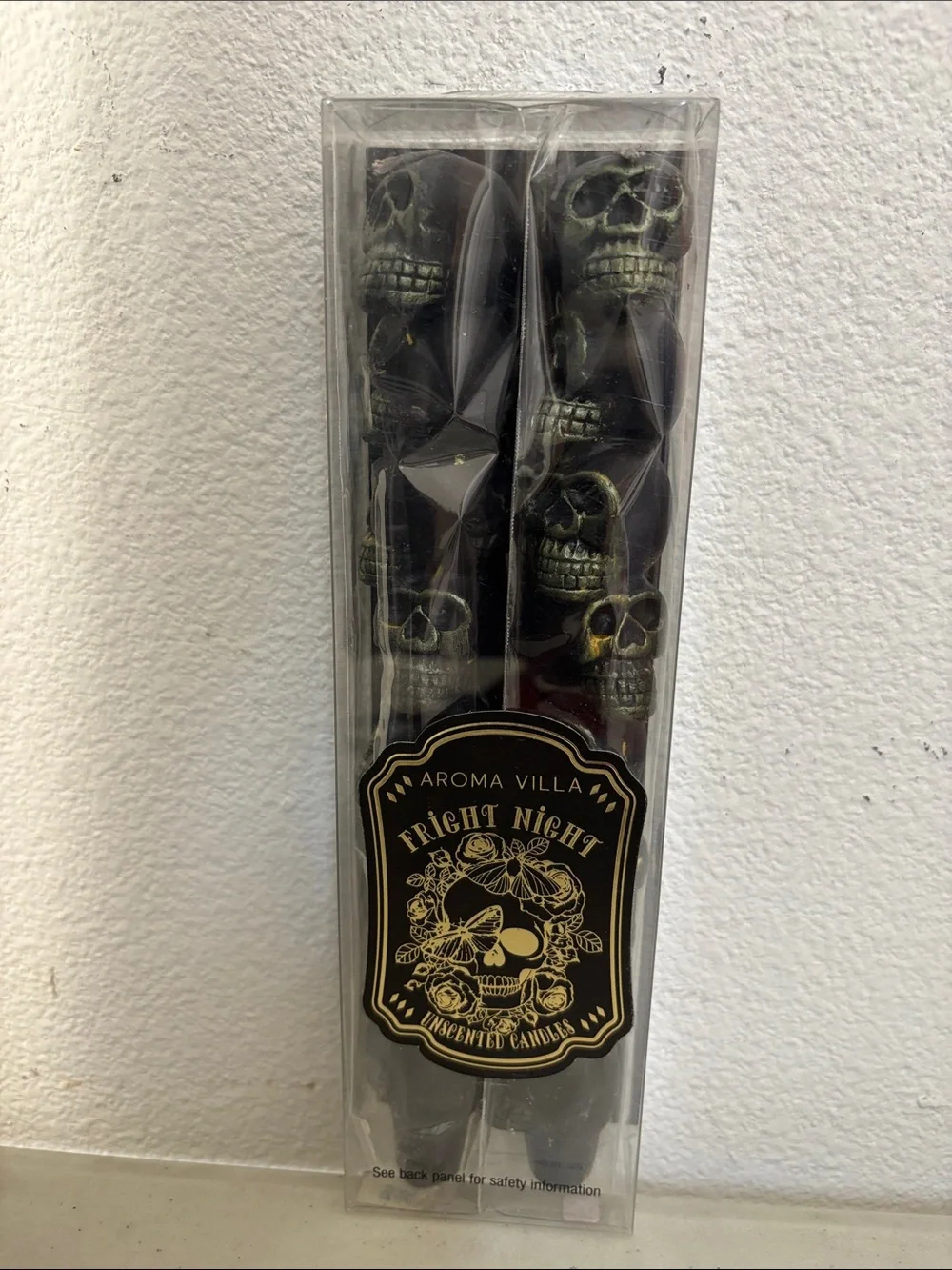 Fright Night Skull Taper Candles — Black 2 pcs